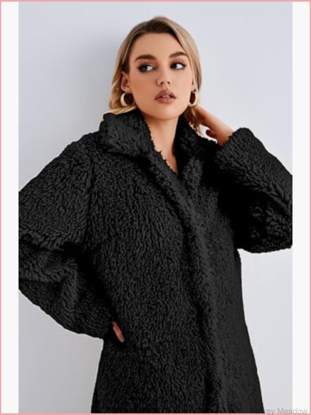 Faux Fur Open Front Long Cardigan Coat Winter Fuzzy Fleece Jacket Overcoat with - Picture 4 of 6